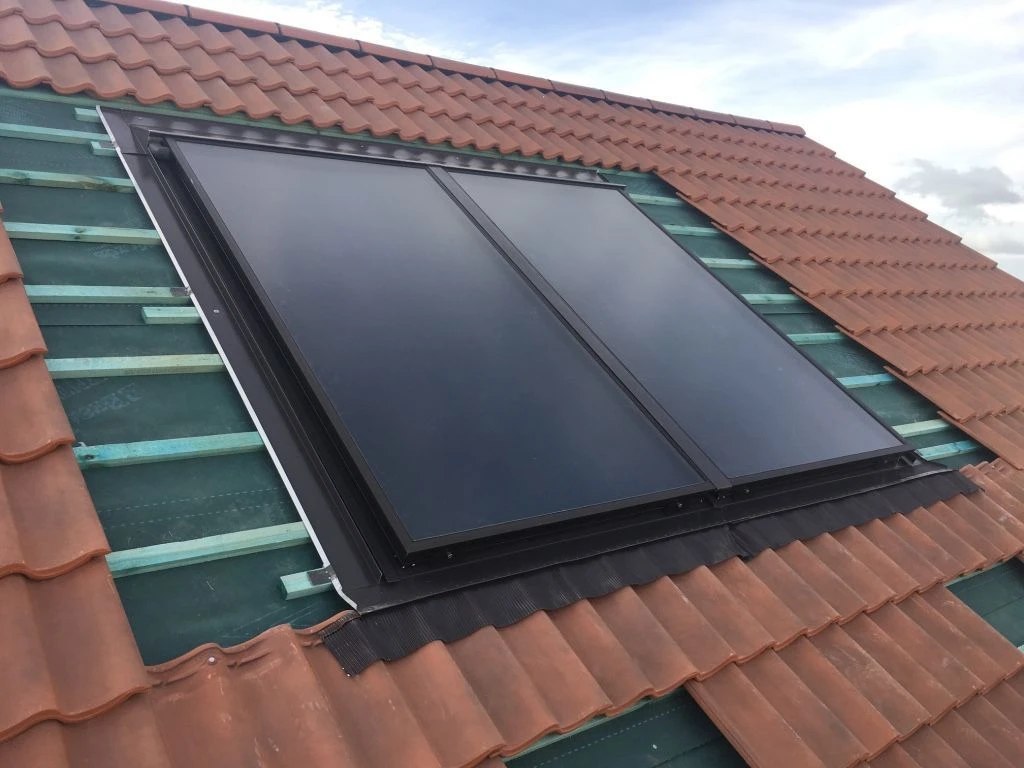 Solar thermal panels installed on a roof